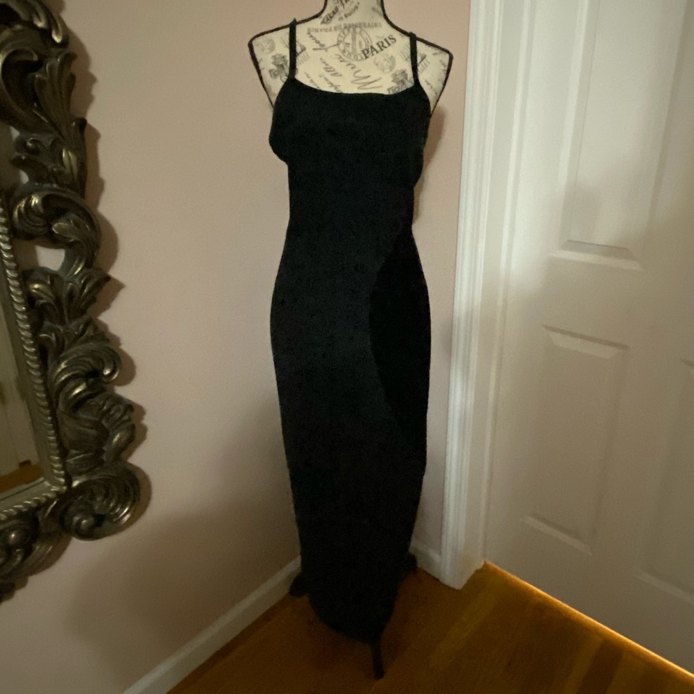 Black Long Spaghetti Strap Dress
